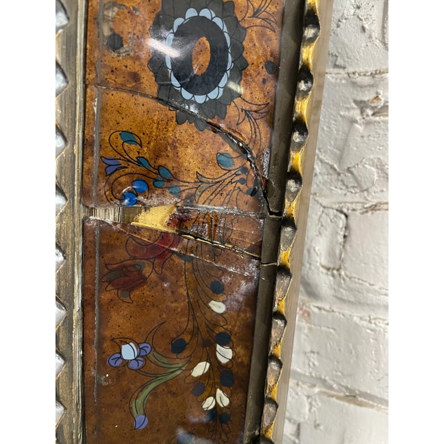 Traditional Late 20th Century Large Persian Style Painted Glass Verre Églomisé Mirror For Sale - Image 3 of 5