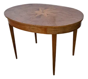 Antique Walnut Veneered Oval Coffee Table, 1890s