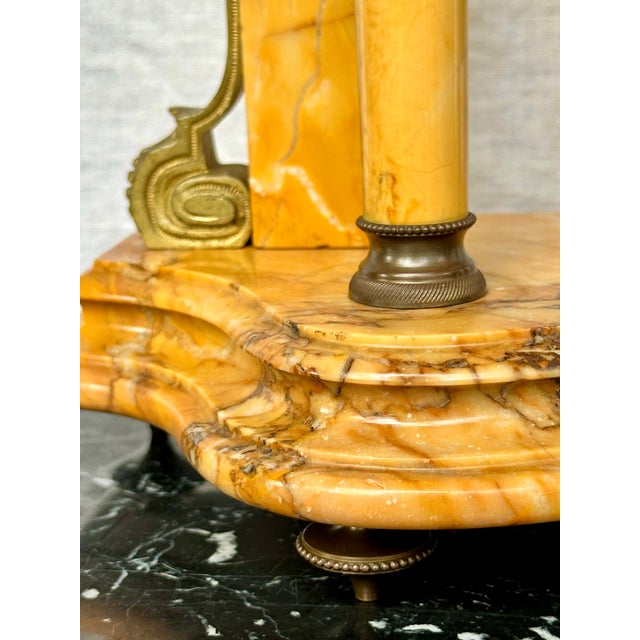 19th Century Louis XVI French Neoclassical Marble and Gilt Bronze Mantel Clock and 5 Arm Candelabra Garniture Set For Sale - Image 4 of 12