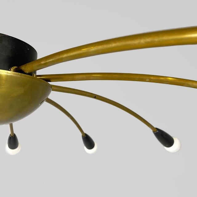 Mid-Century Italian Modern Ten Lights Brass Sputnik Chandelier, 1950s For Sale - Image 6 of 17