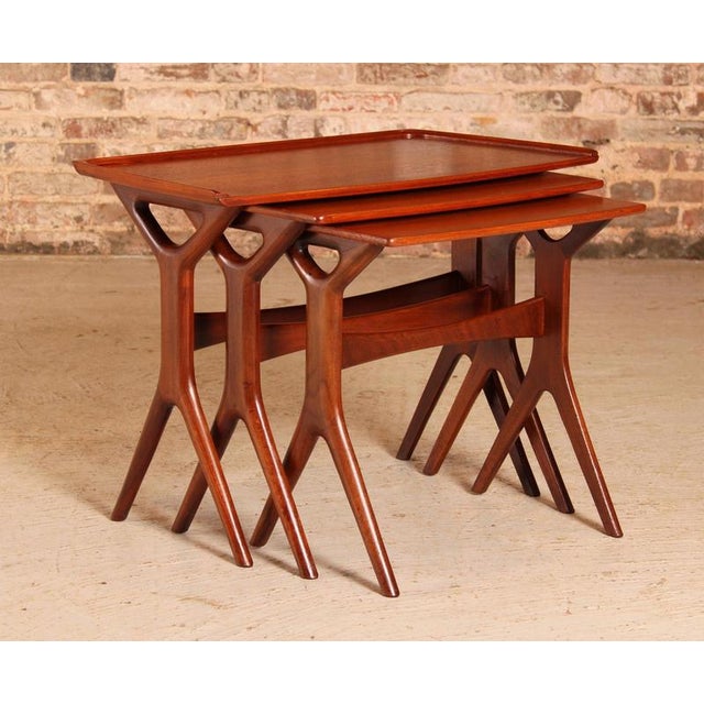 Danish mid century teak nest of tables by johannes andersen for cfc silkeborg, circa 1960s. Exceptional original...