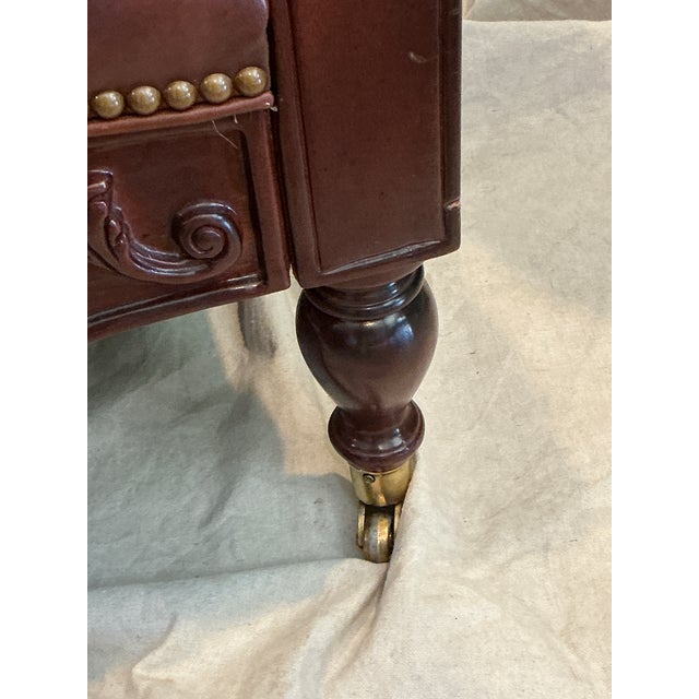 Late 20th Century Hancock & Moore Tufted Leather High-Back Library Chair With Casters & Drawer For Sale - Image 10 of 18