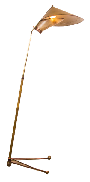 Italian Brass Conical Floor Lamp attributed to Stilnovo, 1950s