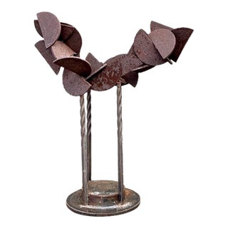 Vintage Patinated Geometric Abstract Sculpture For Sale