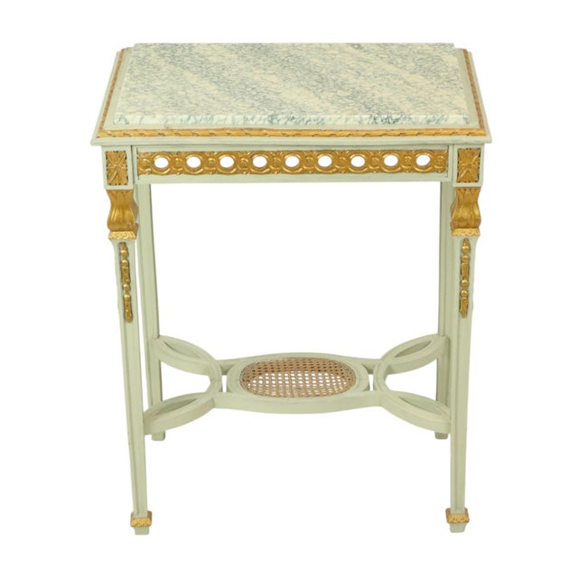 Antique Louis XVI Gilded Console Side Table in Green Marble, 1890s For Sale - Image 14 of 18