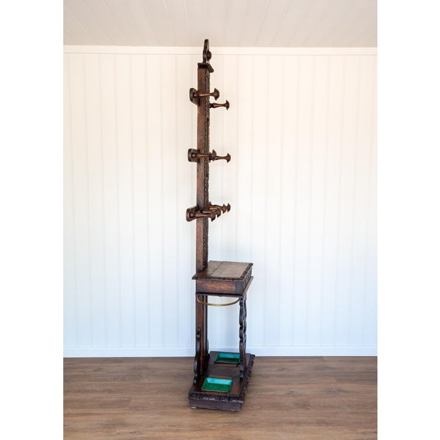 Arts & Crafts Carved Oak Hall Stand, 1870 For Sale - Image 10 of 18