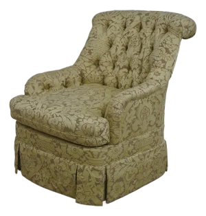 Hickory Chair Co Quality Damask Upholstered Swivel Club Chair