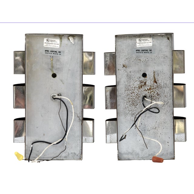 Metal Vintage Mid-Century Modern Chrome Sconces - Pair For Sale - Image 7 of 11