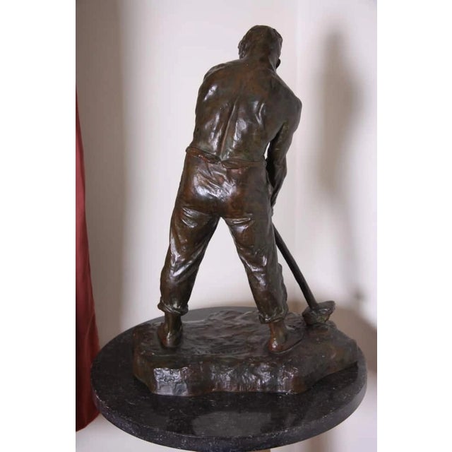 V. Demanet, Statue of a Man, Bronze For Sale - Image 4 of 7