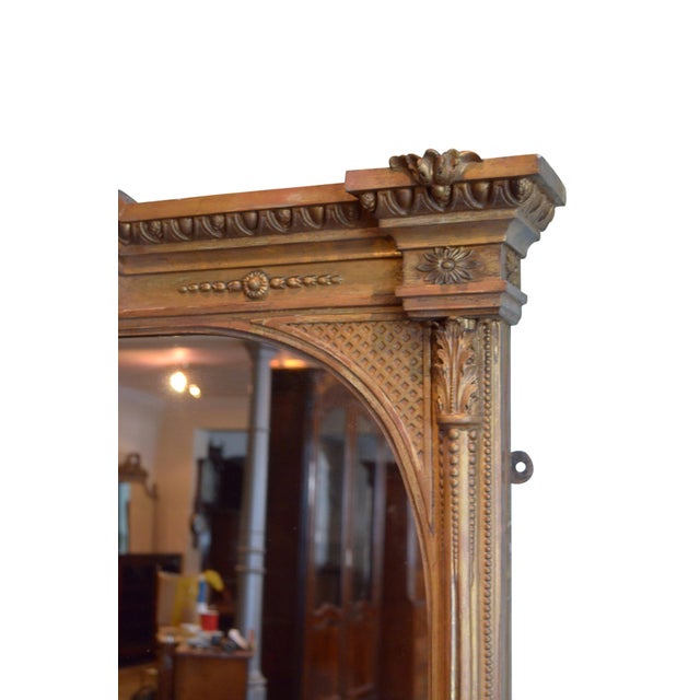 Large Antique Giltwood Overmantel Wall Mirror, 1899 For Sale - Image 11 of 18