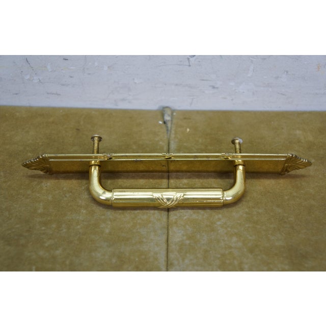 2 Vintage Brass Neoclassical Ribbon & Reed Door Pulls W Backplate 7.5" For Sale - Image 9 of 10