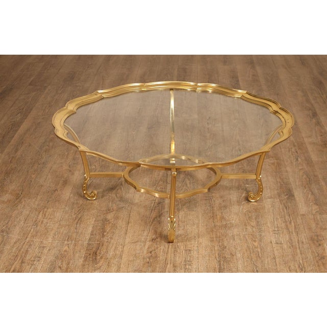 LaBarge Scalloped Brass And Glass Coffee Table For Sale - Image 18 of 18