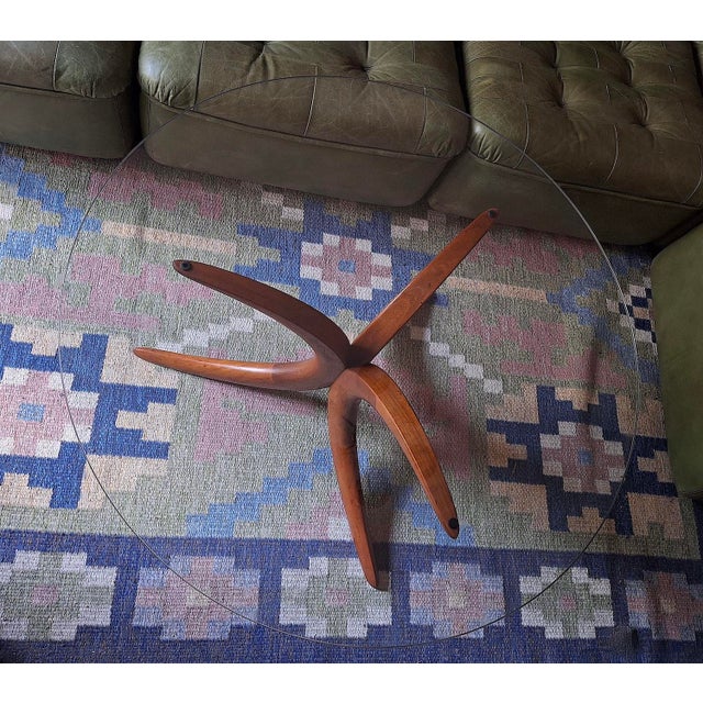 Wood Mid-Century Danish Coffee Table in Teak with Circular Glass Top, 1960s For Sale - Image 7 of 11