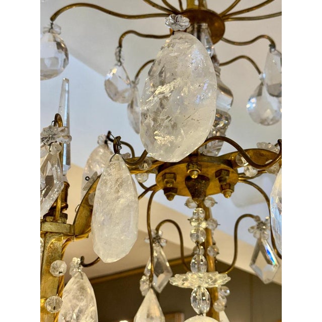 Large Antique French Rock Crystal and Gilt Bronze Chandelier For Sale - Image 5 of 18