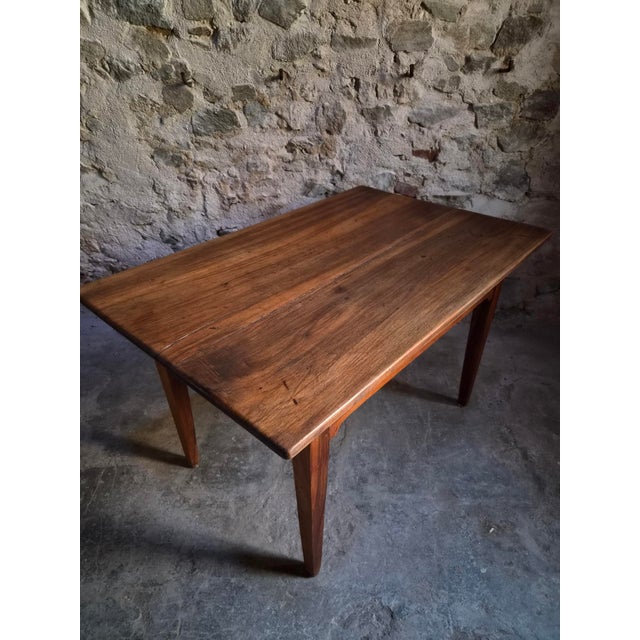Antique French Walnut Farmhouse Dining Table with Drawer, 1900s For Sale - Image 4 of 18