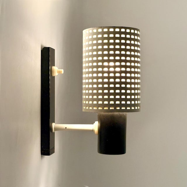 Black Modernist Wall Reading Lamp in Perforated Metal by Hala, Netherlands, 1970s For Sale - Image 8 of 15