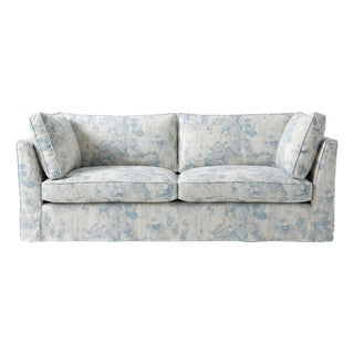 Sophie Conran Coco 3 Seater Sofa - Andrew Martin Midsummer Faded Blue with Knife Edge Cushion For Sale
