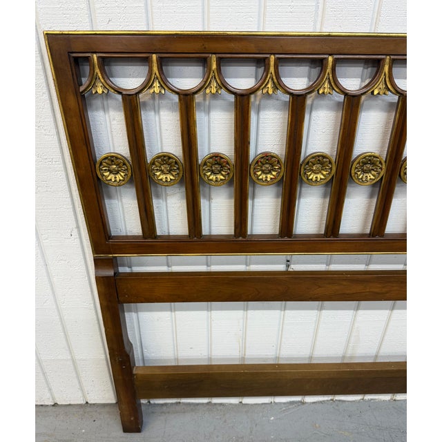 Baker Furniture Company Vintage Baker Furniture Hollywood Regency Walnut King Size Headboard For Sale - Image 4 of 8
