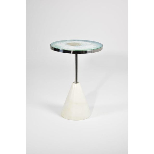 White Halcyon S Trio of Tables in Brass by Jonathan Amar Studio, Set of 3 For Sale - Image 8 of 10
