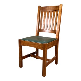 Stickley Furniture Mission Oak Arts & Crafts Cottage Side Chair / Desk Chair For Sale