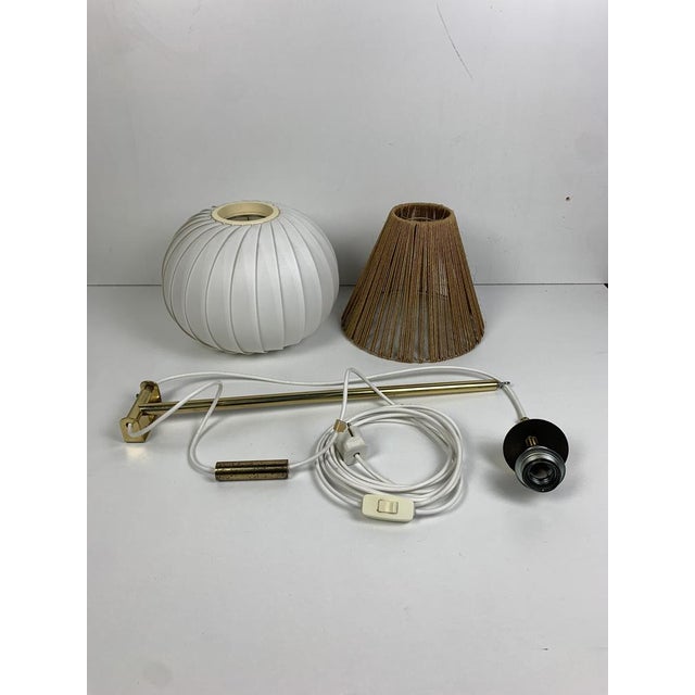 Mid-Century Modern Mid-Century Modern Extendable Brass Wall Mount with Cocoon and Sisal Shade by Lars Schioler, 1960s For Sale - Image 3 of 18