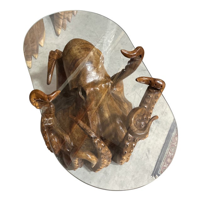 Intricate Octopus Tentacles Through Glass Sculptural Coffee Table For Sale