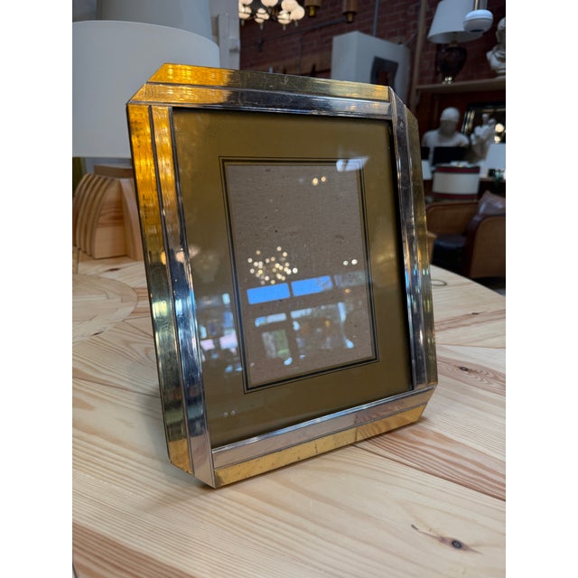 1970s Vintage Brass and Chrome Picture Frame For Sale - Image 5 of 5