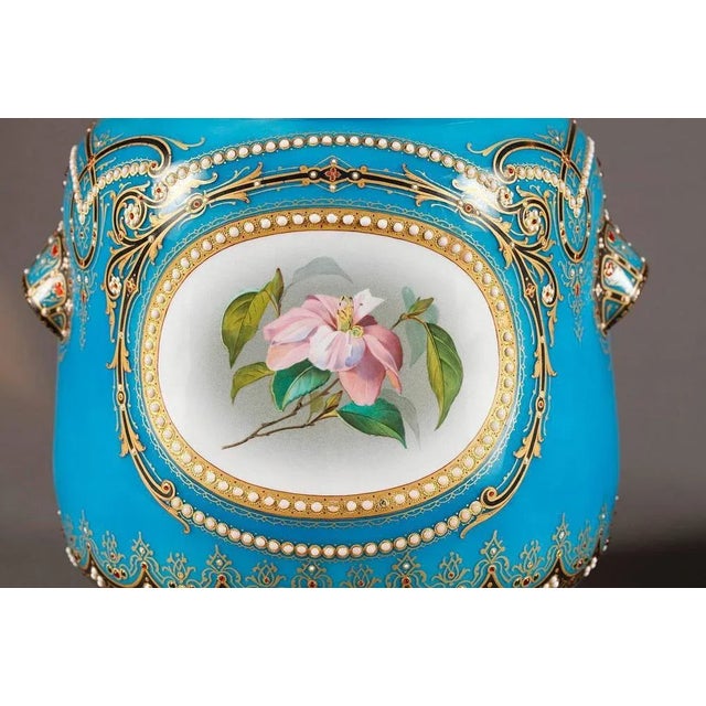 Blue Late 19th-Century Blue Bresse Enamel Jardinières, Set of 2 For Sale - Image 8 of 11