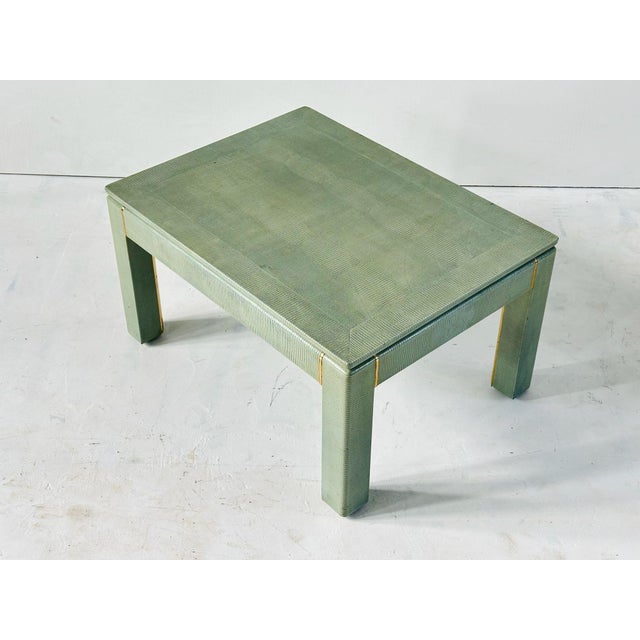 1970s Karl Springer Lizard Skin Side/End Table With Brass Trim, 1970 For Sale - Image 5 of 9