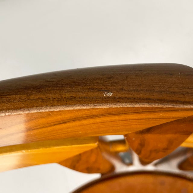 Brown Italian Modern Wood and Brown Leather Chairs by Mobilgirgi, 1970s, Set of 6 For Sale - Image 8 of 18