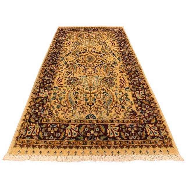 English 1980s Semi Vintage Tan/Red Turkish Hand-Knotted Rug -3'1 X 5'4 For Sale - Image 3 of 8