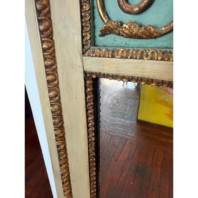 19th Century, French Louis XVI Painted and Giltwood Overmantel Mirror For Sale - Image 4 of 12