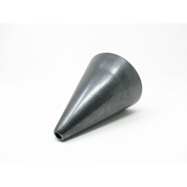 Gray Vintage Victor Carranza for Mikasa Metallic Gunmetal Gray Cone Vase For Sale - Image 8 of 11