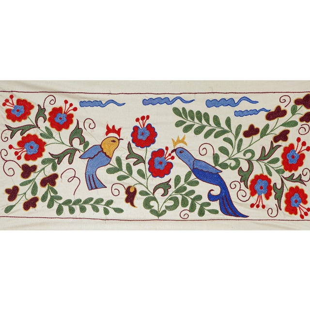 Uzbek Suzani Animal Cotton Tablecloth - Wall Decor For Sale - Image 4 of 10