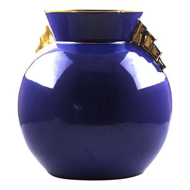 1950s Blue & Gold Vase by Chevalier for Boch Keramis, 1950s For Sale - Image 5 of 5