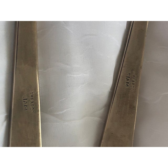 Vintage Siam Engraved Sterling Silver and Brass Serving Utensils Thailand For Sale - Image 4 of 9