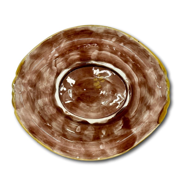 Violet Antique 1880s Victorian Majolica "Eat Thy Bread With Thankfulness" Motto Serving Tray With Beautiful Colors For Sale - Image 8 of 18