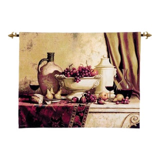 Wine Feast Loom Woven Tapestry - 132 X 166 Cm (4'4" X 5'5") - Requires Rod Size 4 For Sale