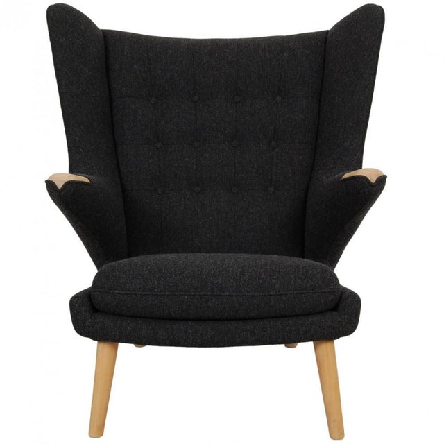 Papa Bear Chair in Dark-Grey Hallingdal Fabric from Hans Wegner, 1980s For Sale - Image 14 of 14