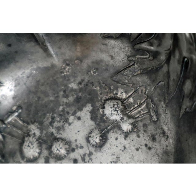 Metal Art Nouveau Bowl with Thistles and Leaves from Bing & Gröndahl, Denmark, 1900s For Sale - Image 7 of 14