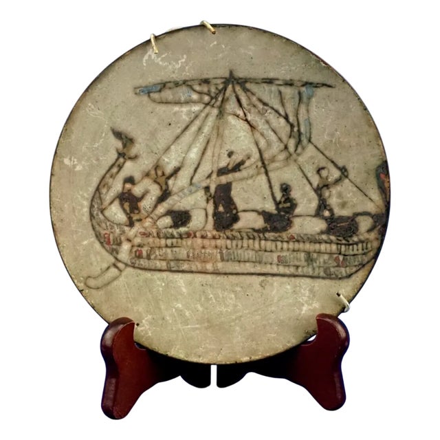 Fire-Enamelled Copper Plate with Odyssey Ulysses Voyage Motig from B.M.B. Manufacture, Florence, 1920s For Sale