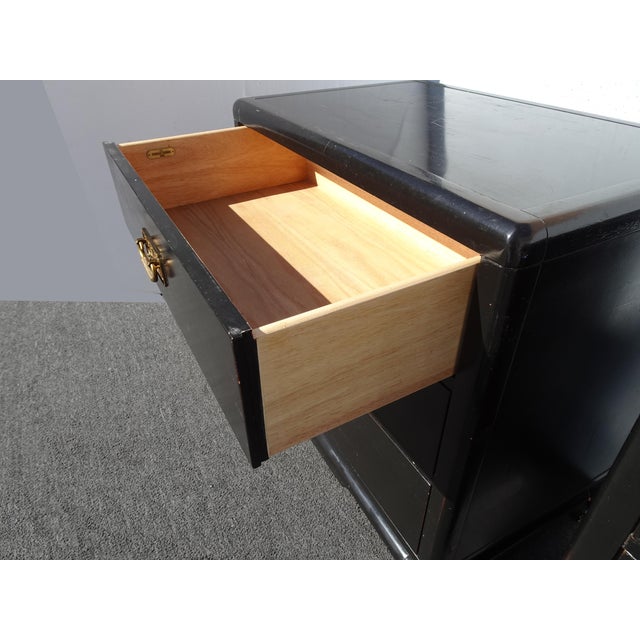 Vintage Williams Sonoma Nightstands Ming Asian Chinoiserie Black Side Tables For Sale In Los Angeles - Image 6 of 16