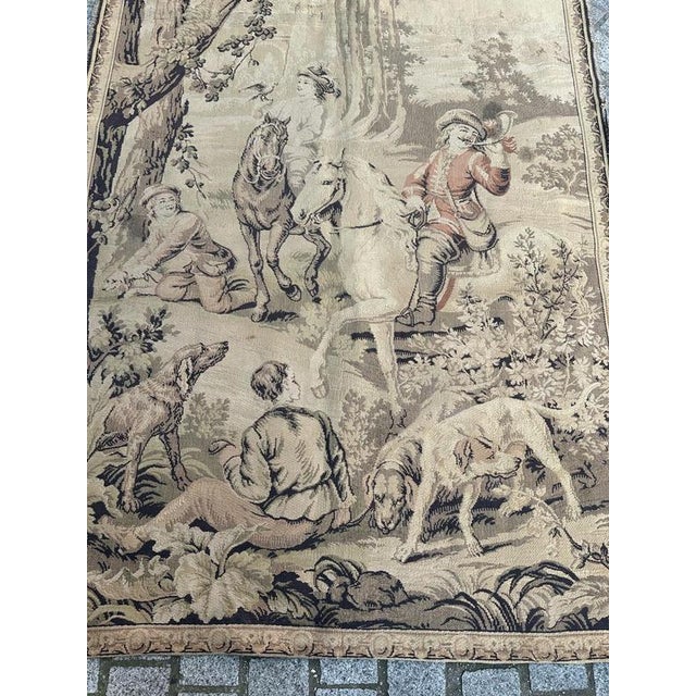 Elegant French tapestry from the mid 20th century, woven on the jacquard looms in the traditional 18th century Aubusson...