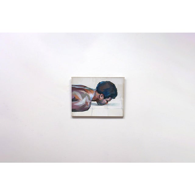 Figurative Repose Kissing the Ground by Ale Casanova | Oil on linen of a man lying face down on the ground For Sale - Image 3 of 5