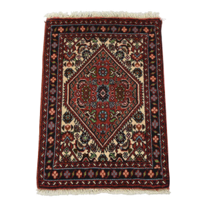 Fine Bidjar Rug 1’4” X 1’11” Ivory Wool Vintage Hand-Knotted Carpet