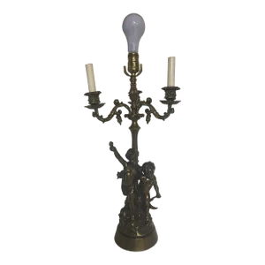 Vintage Table Lamp — Hollywood Regency — Rococo Cherub Figural - Classical Putti Lighting