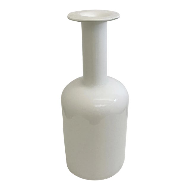 Vintage 1960s Danish Holmegaard White Gul Vase For Sale