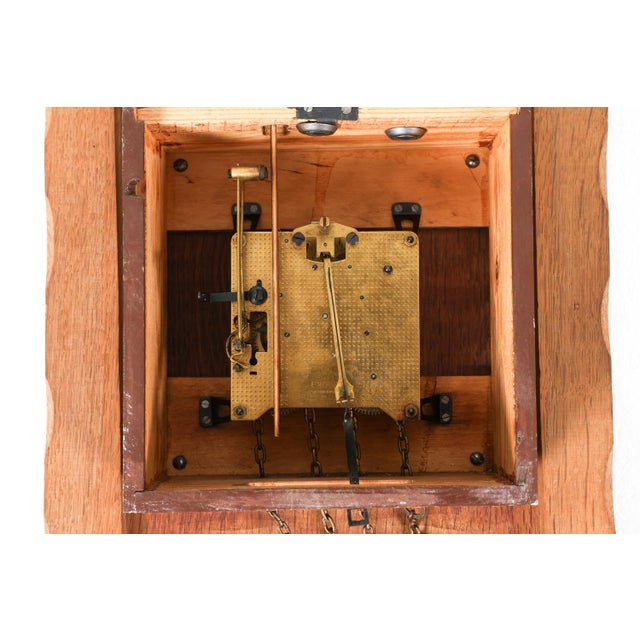 1960s German Oak & Brass Wall Clock For Sale - Image 9 of 10