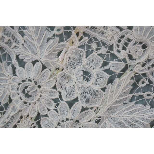 Antique Victorian Mother of Pearl Lace Folding Fan Shadow Box Display 28" For Sale - Image 12 of 13