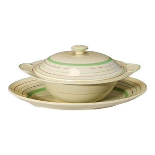 1930s Clarice Cliff Newport Pottery Tureen and Serving Platter For Sale